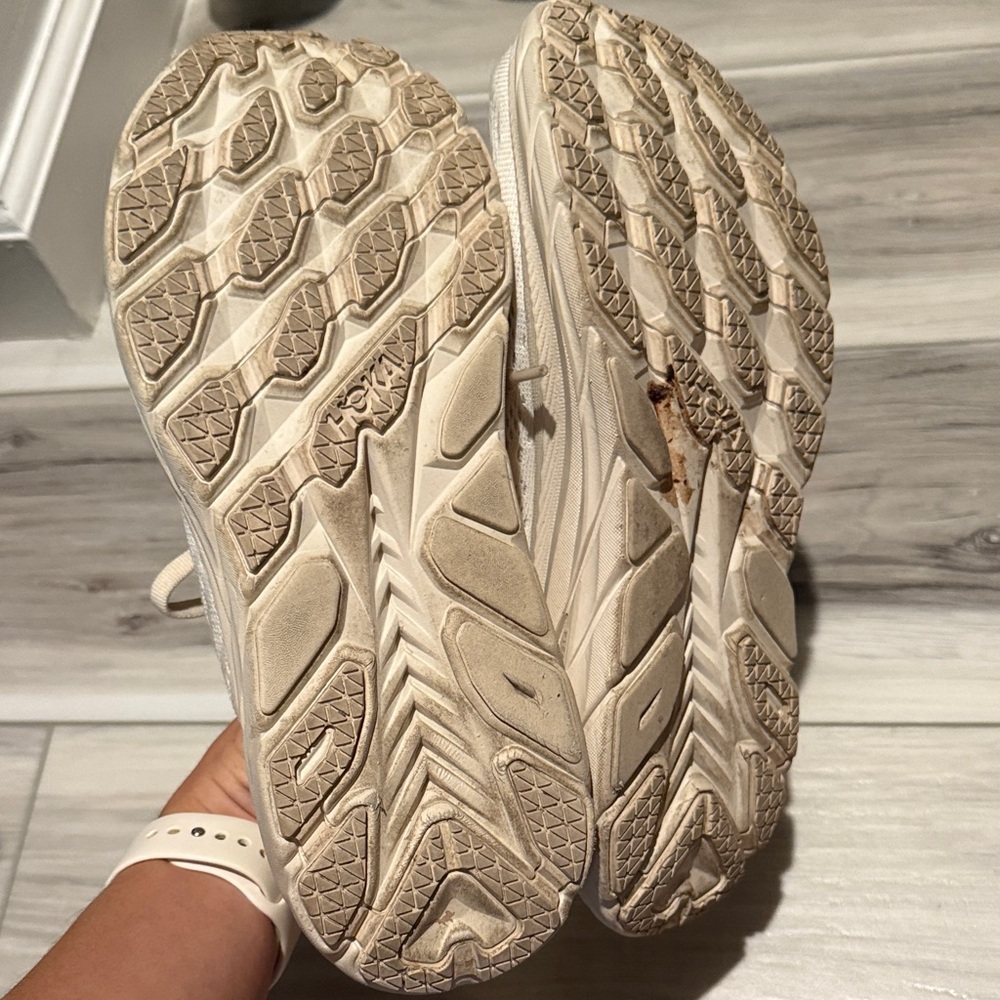 Hoka Cream Athletic Shoes View 5